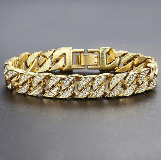 Miami Curb Cuban Chain Bracelet For Men Gold - TRUE BLUE NOVELTY SHOP