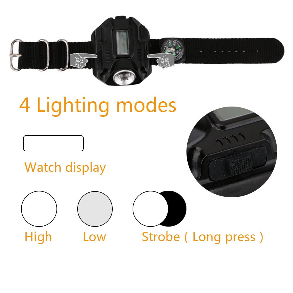 Tactical Flashlight/Watch Combo W/Compass - TRUE BLUE NOVELTY SHOP